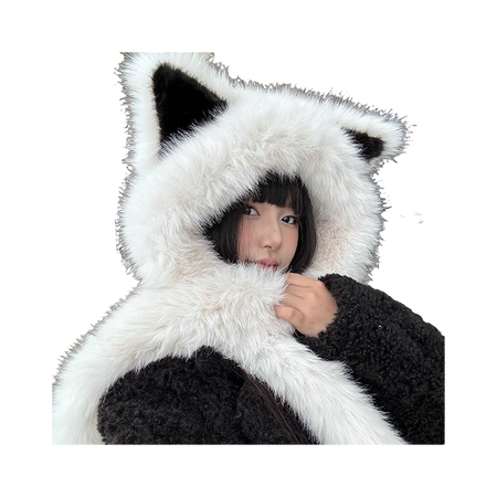 【 Warm Fox 】 IOTS Cute and Cute Fox Ear Two piece Set, Thickened and Warm, Essential for Cooling in Autumn and Winter, Polyester Fiber Woolen Hat for Women  vjsneaker.com