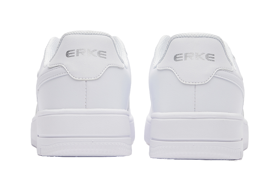 Erke Air Force One Slip Resistant Abrasion Resistant Low top Skateboard Shoes Women's True White Bright Silver 