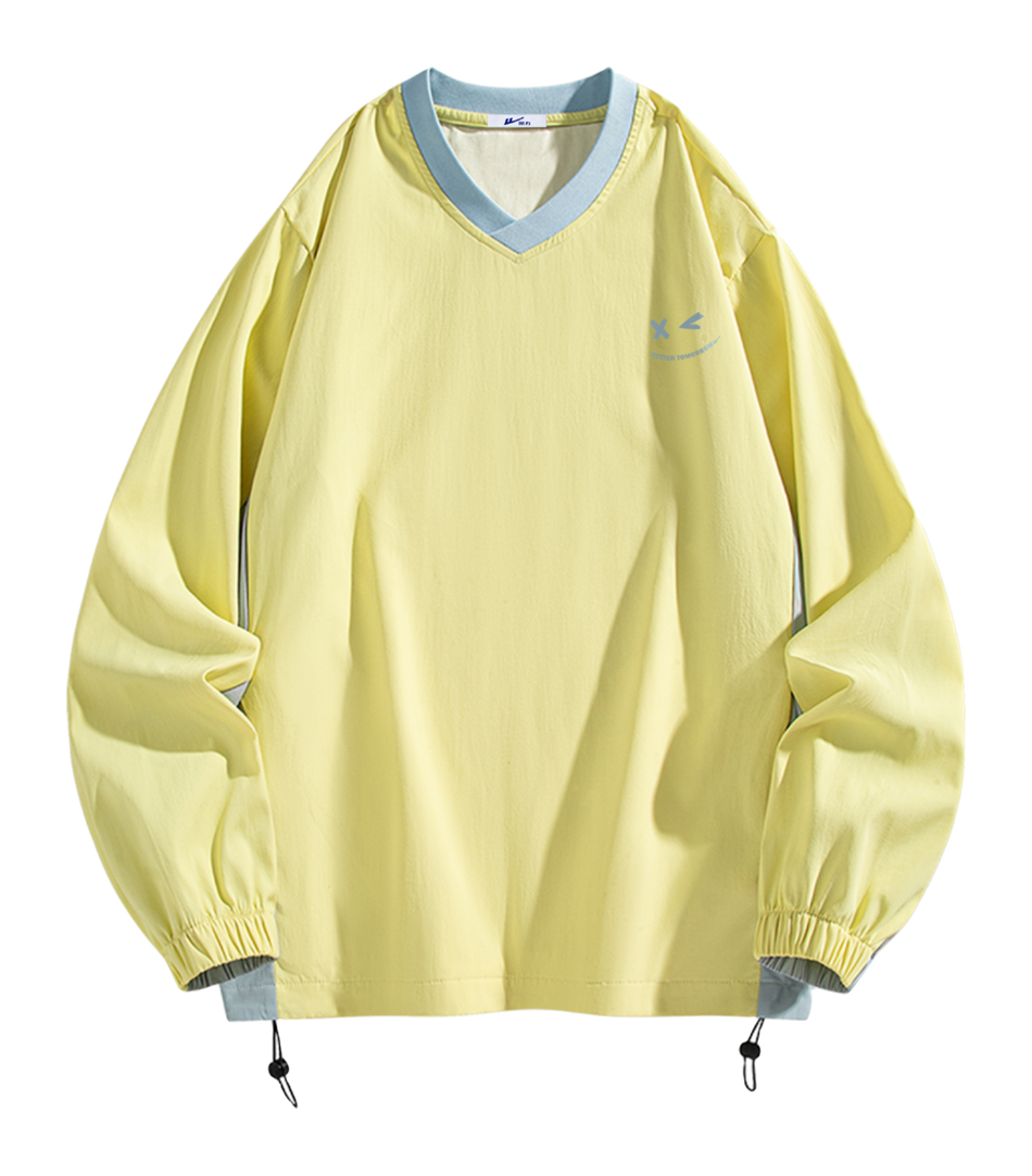 Warrior Revival Cloud Sail Series American Trendy College Style Contrast Ribbed Bottom Adjustable Smiling Face Letter Printed Loose Casual Versatile Hoodie Bottom Shirt Outer Wear Inner Wear Hoodie Long Sleeve T-shirt Unisex  vjsneaker.com