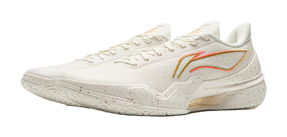 LiNing Knife 5 Slip Resistant Coverage Lightweight Rebound Low top Performance Basketball Shoes Mens White Gold  VJSNEAKER