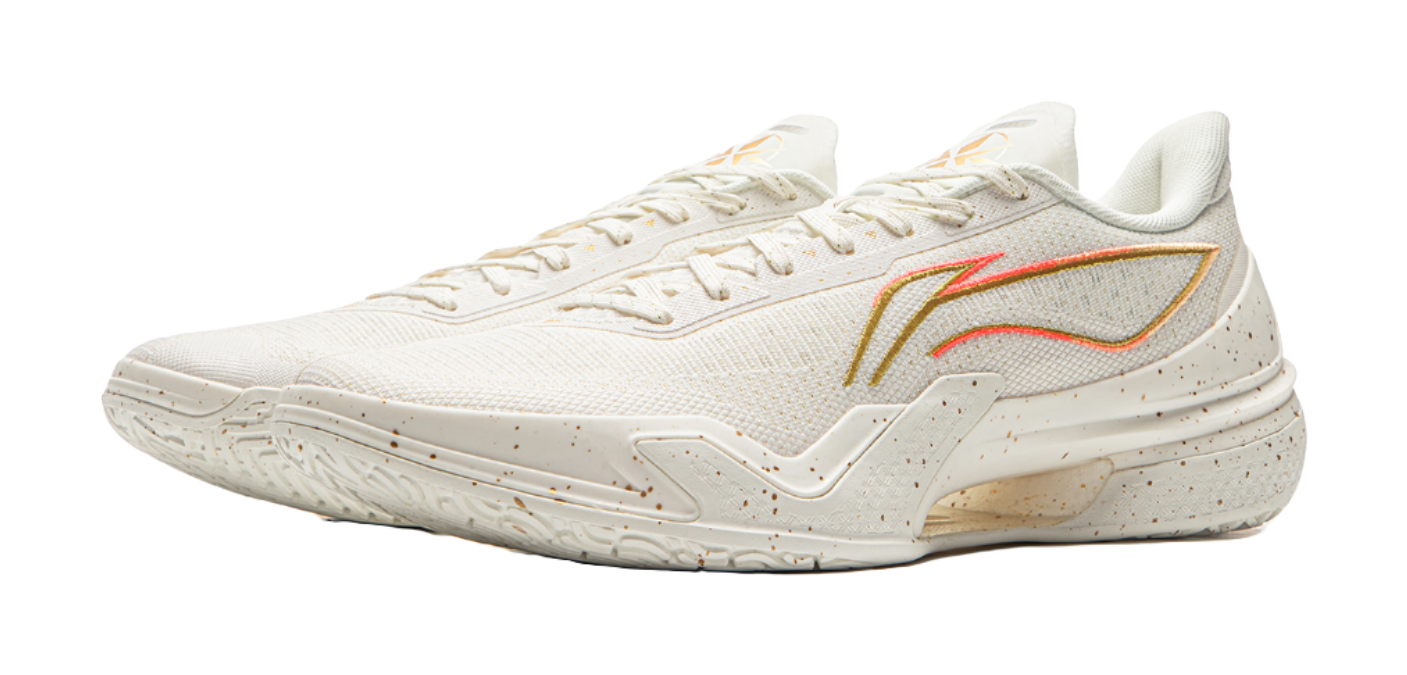 LiNing Knife 5 Slip Resistant Coverage Lightweight Rebound Low top Performance Basketball Shoes Mens White Gold  VJSNEAKER