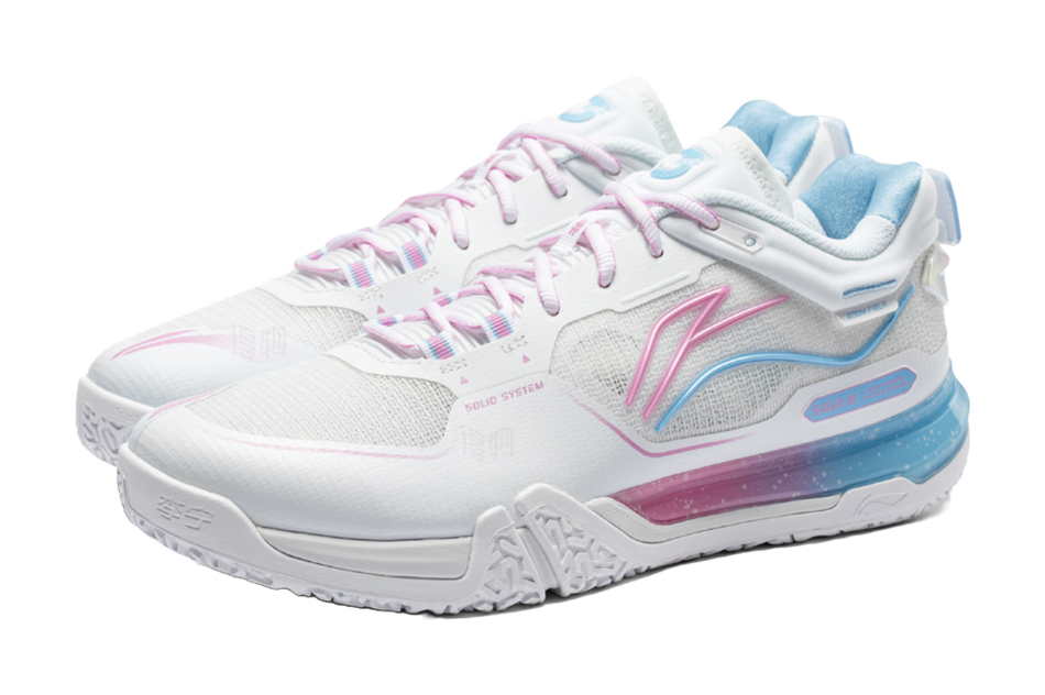 Li-Ning Ground Flying Saga III PRO "White Pink Blue" AYAV001-1 - Badminton Shoe Unisex  VJsneaker