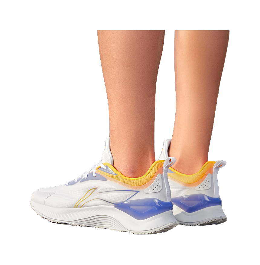 LiNing YueYing Element Cushioning Wear Resistant Rebound Low Top Sprint Running Shoes Men's White Yellow Purple 