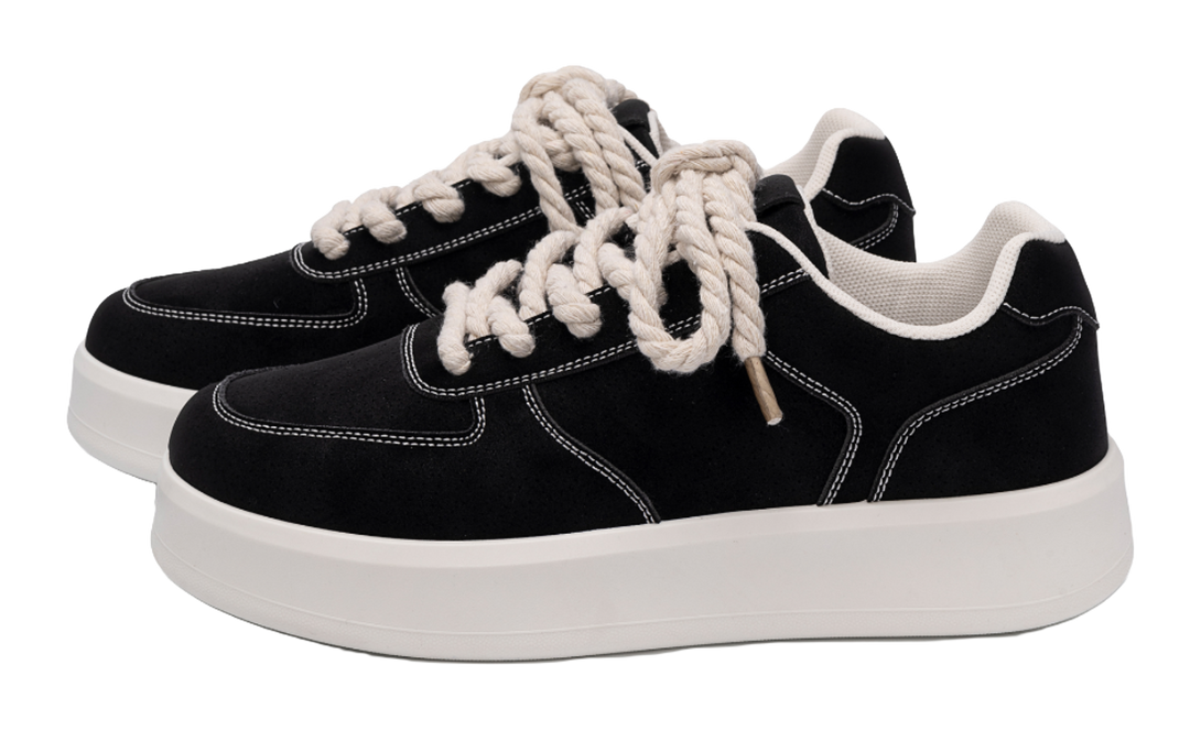 HUANQIU Air Force 1 Coverage Lightweight Height Increasing Low top Skateboard Shoes Men's Black 