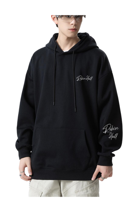 Robin Hood American Hoodie with Velvet Thick Letter Signature Personalized Style Design Feel Loose and Casual Versatile Student Party Lazy Style Hoodie for Women  vjsneaker.com