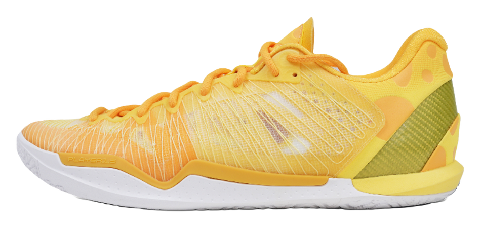 Low-top basketball shoes, yellow-orange knit upper with white midsole