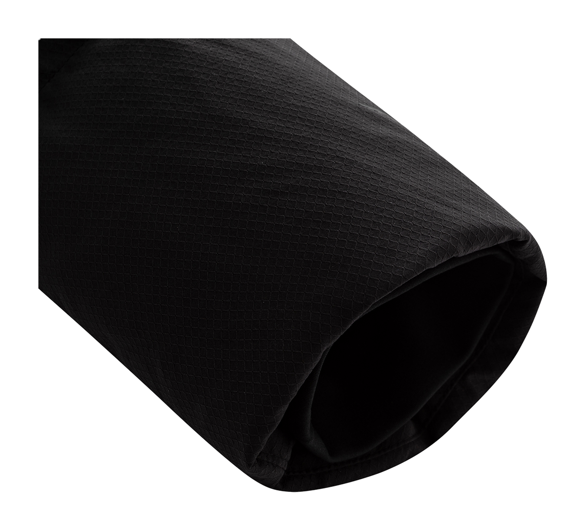 Black textured fabric close-up for puffer down jacket