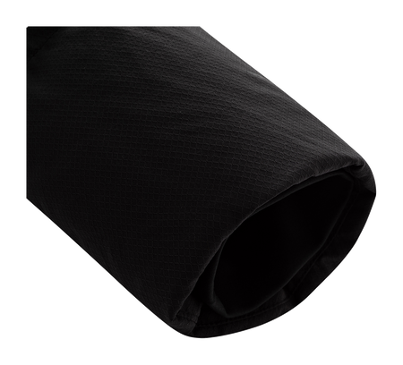 Black textured fabric close-up for puffer down jacket