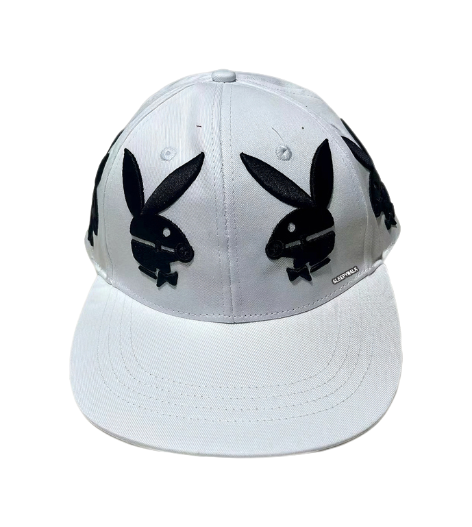 SLEEPYWALK Street American Hip Hop Long Eared Rabbit Embroidered Flat brimmed Hat Hot Girl y2k Sweet Cool Style~Summer Versatile Face Showing Cotton Baseball Hat Male Female Same Style Couple's Style  VJSNEAKER
