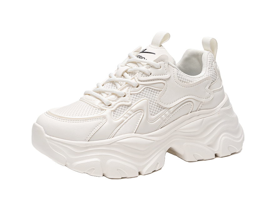 Warrior Abrasion Resistant, Breathable, Lightweight, Height Increasing Low top Chunky Sneakers Women's Beige 