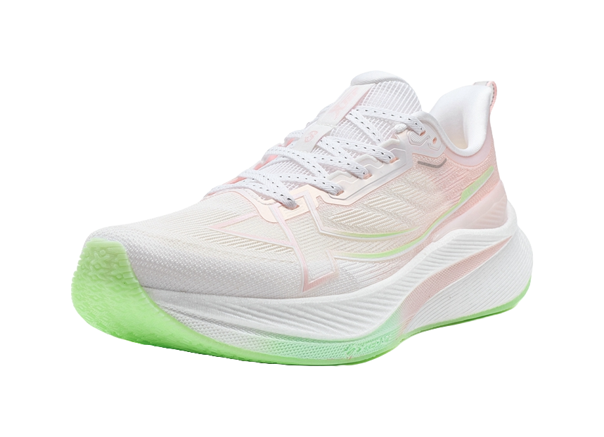 XTEP 2000km 3.0 Running Shoes Women's Low top Classic White/Peach Blossom Pink/Elf Green 