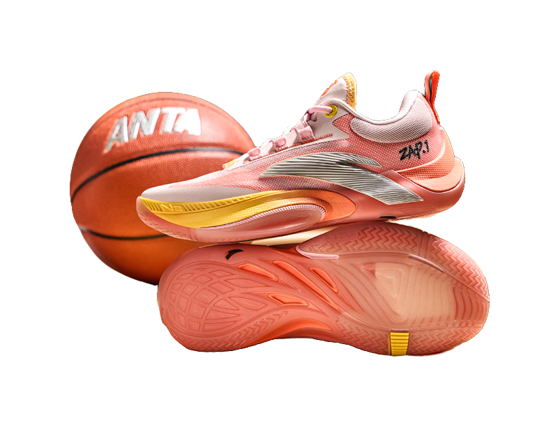 Anta Zap 1 Slip Resistant Abrasion Resistant Support Low top Childrens Basketball Shoes Pink Orange Kids  VJSNEAKER