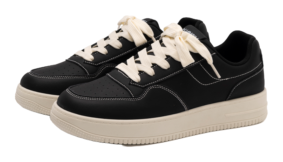 HUANQIU White Sneakers Lightweight Coverage Low top Skateboard Shoes Men's 