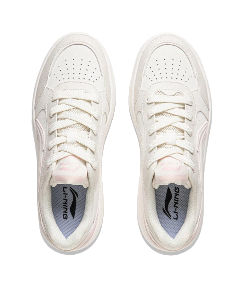 LiNing Yuanbao Pure Anti-Slip Wear-Resistant Low-Top Skateboard Shoes Women's White Pink 