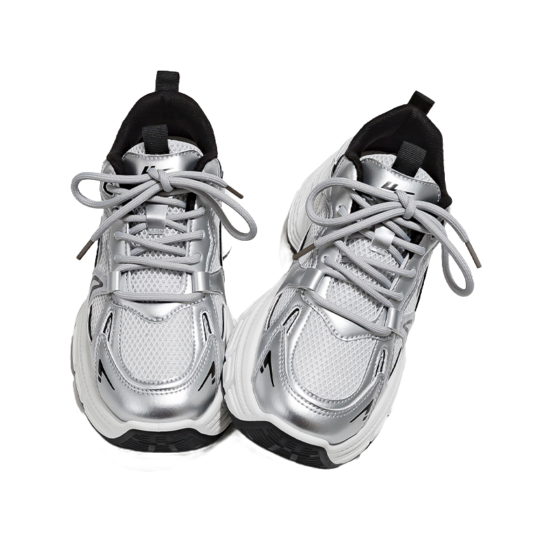 Warrior Low top Chunky Sneakers Women's Silver Gray Black 