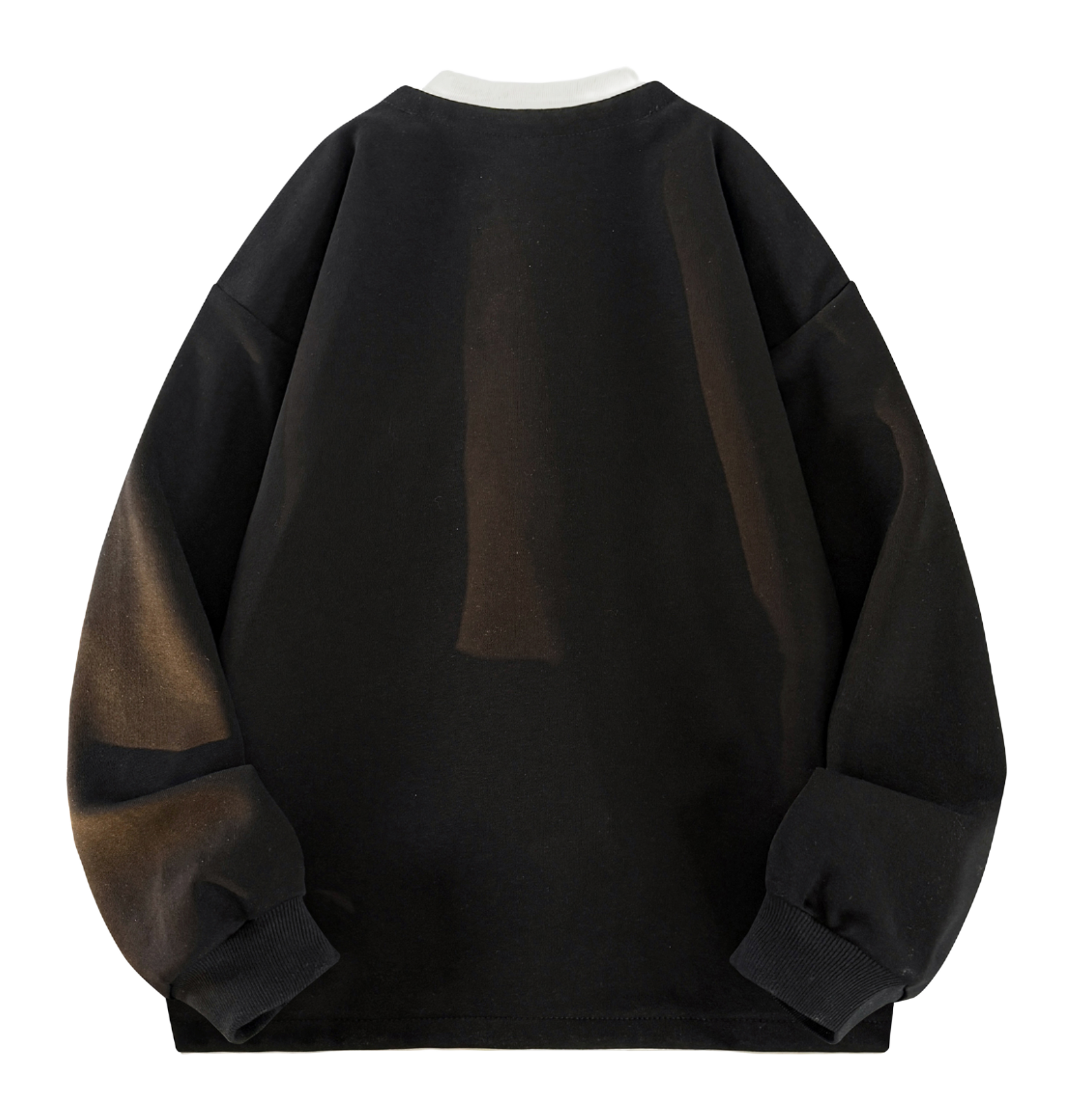 Warrior Revival Wind and Wave Series American Trendy College Style Letter Print Color Contrast Splicing Fake Two Piece Loose Casual Versatile Hoodie Bottom Wear Warm Henley Collar Long Sleeve T-shirt Unisex  vjsneaker.com