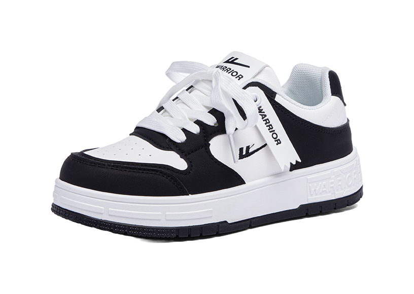 Warrior Abrasion Resistant, Lightweight, And Breathable Low Top Skateboard Shoes Unisex White Black 