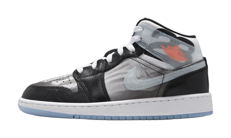 Jordan Air Jordan 1 Abrasion Resistant Mid Top Childrens Basketball Shoes Black Gray Kids  VJSNEAKER