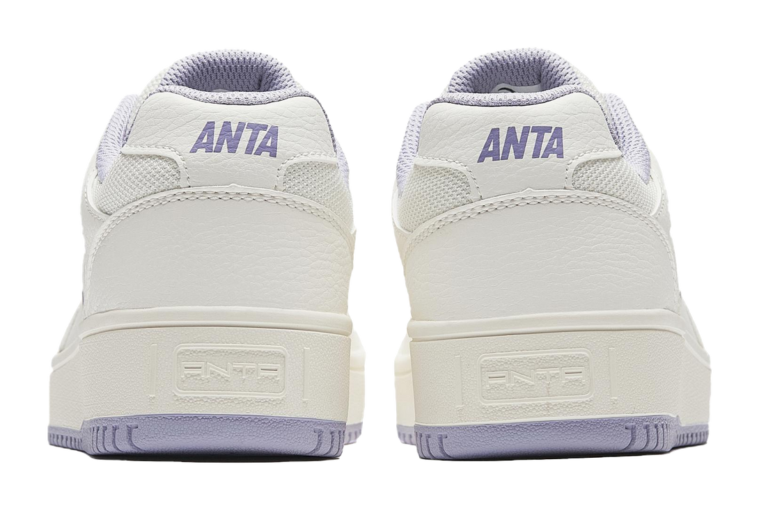 Anta Original Year Slip Resistant Height Increasing Low top Skateboard Shoes Women's White Purple 