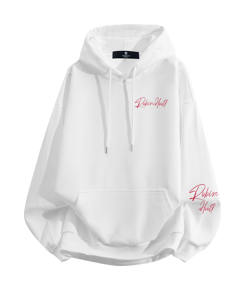 Robin Hood American Hoodie with Velvet Thick Letter Signature Personalized Style Design Feel Loose and Casual Versatile Student Party Lazy Style Hoodie for Women  vjsneaker.com