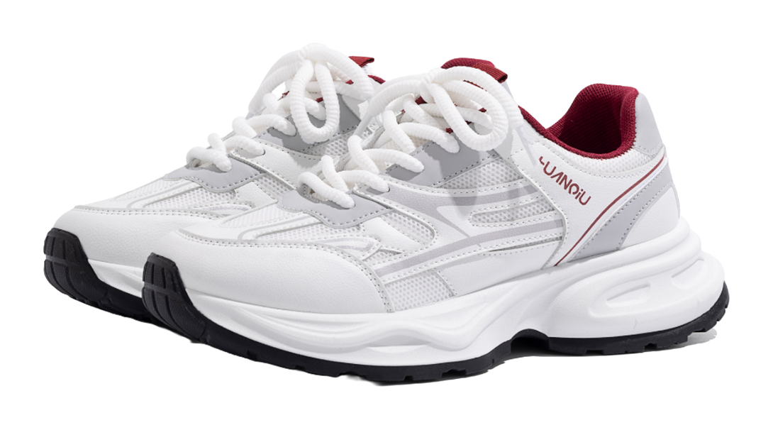 HUANQIU Abrasion Resistant Balance Height Increasing Low Top Chunky Sneakers Men's White Blue 