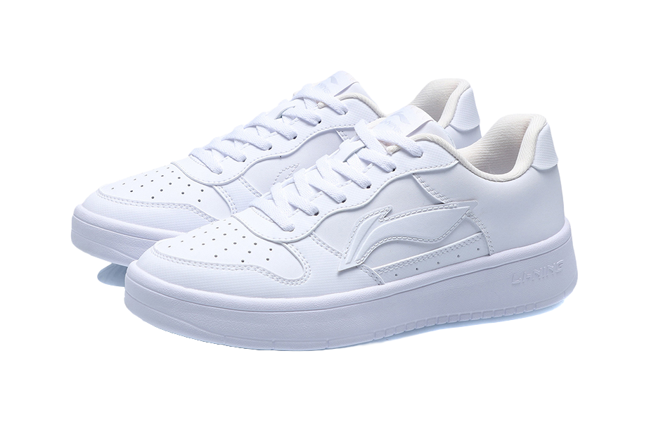 LiNing Pontoon Boats Anti Slip Wear Resistant Breathable Height Increasing Low Top Skateboard Shoes Women's White 