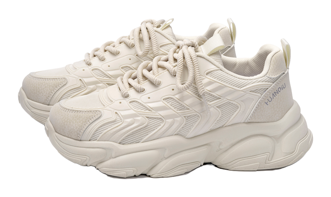 HUANQIU Slip Resistant Coverage Lightweight Height Increasing Low top Chunky Sneakers Men's Black 