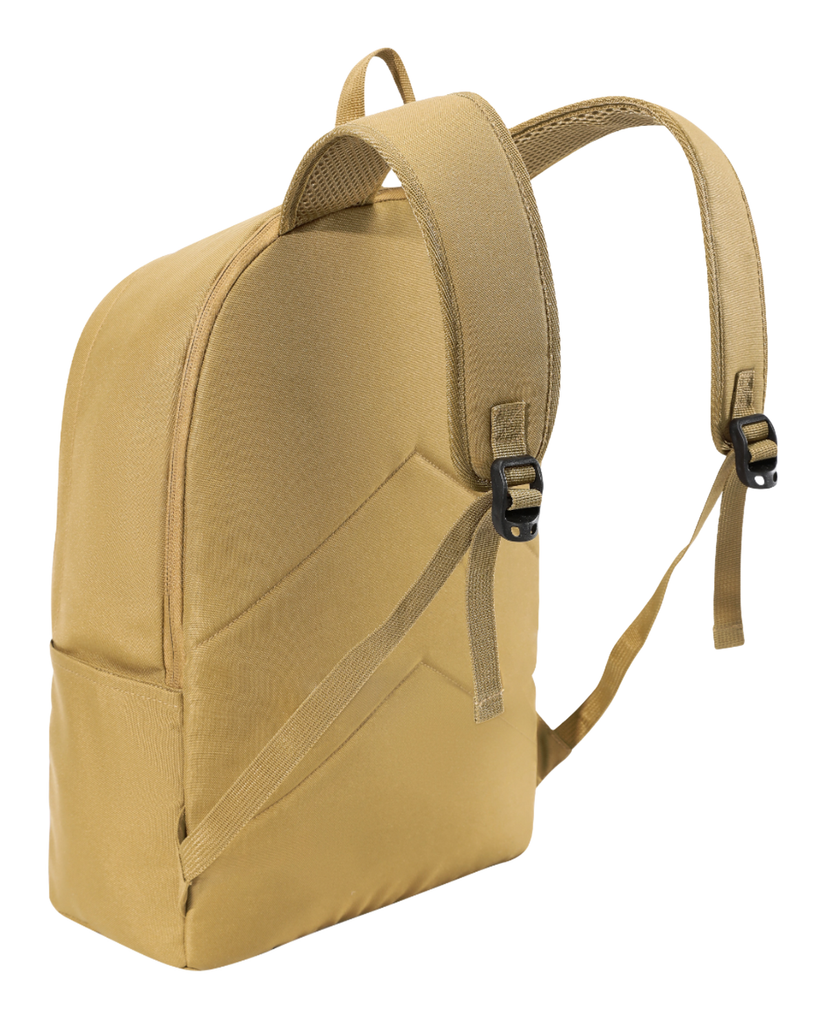 CAMEL 18L outdoor backpack in light tan, back view with padded straps and grab handle