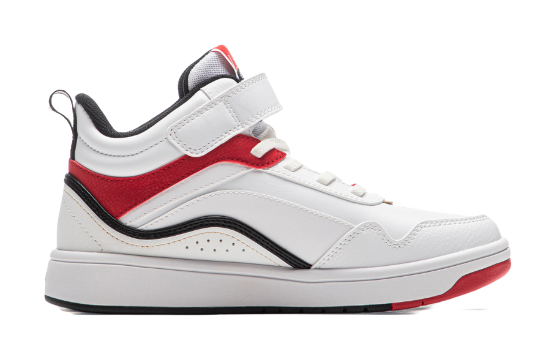 LINING YOUNG Sports Life Collection Abrasion Resistant Mid top Skateboard Shoes White Red Kids' 