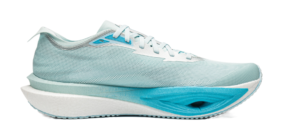 Li Ning aqua blue low-top running shoes with white midsole and blue heel panel