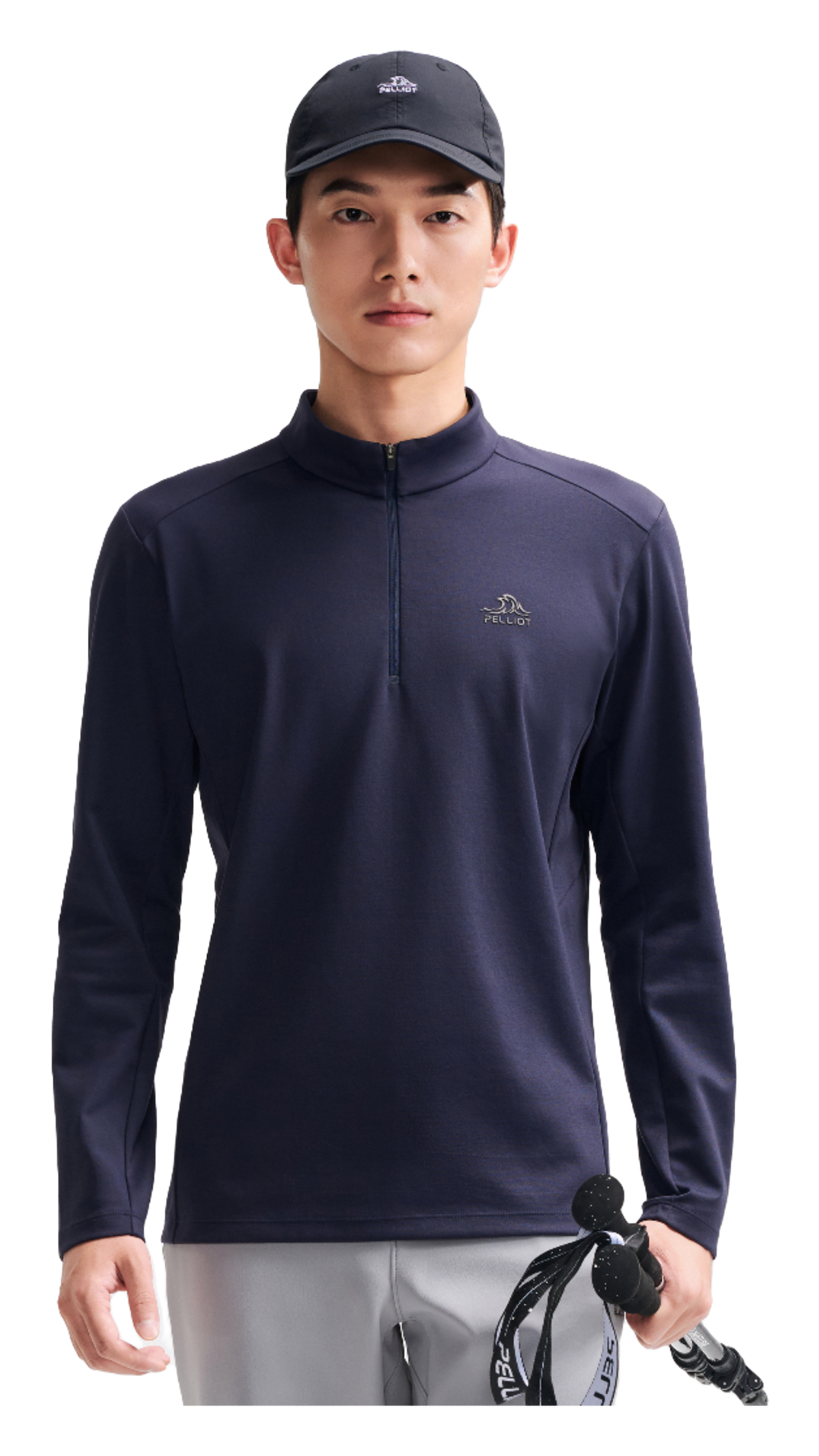 Boxi and PELLIOT outdoor long sleeved Polygiene antibacterial sports elastic top, casual, comfortable, skin friendly, warm, semi high neck sweatshirt, base T-shirt for men  vjsneaker.com