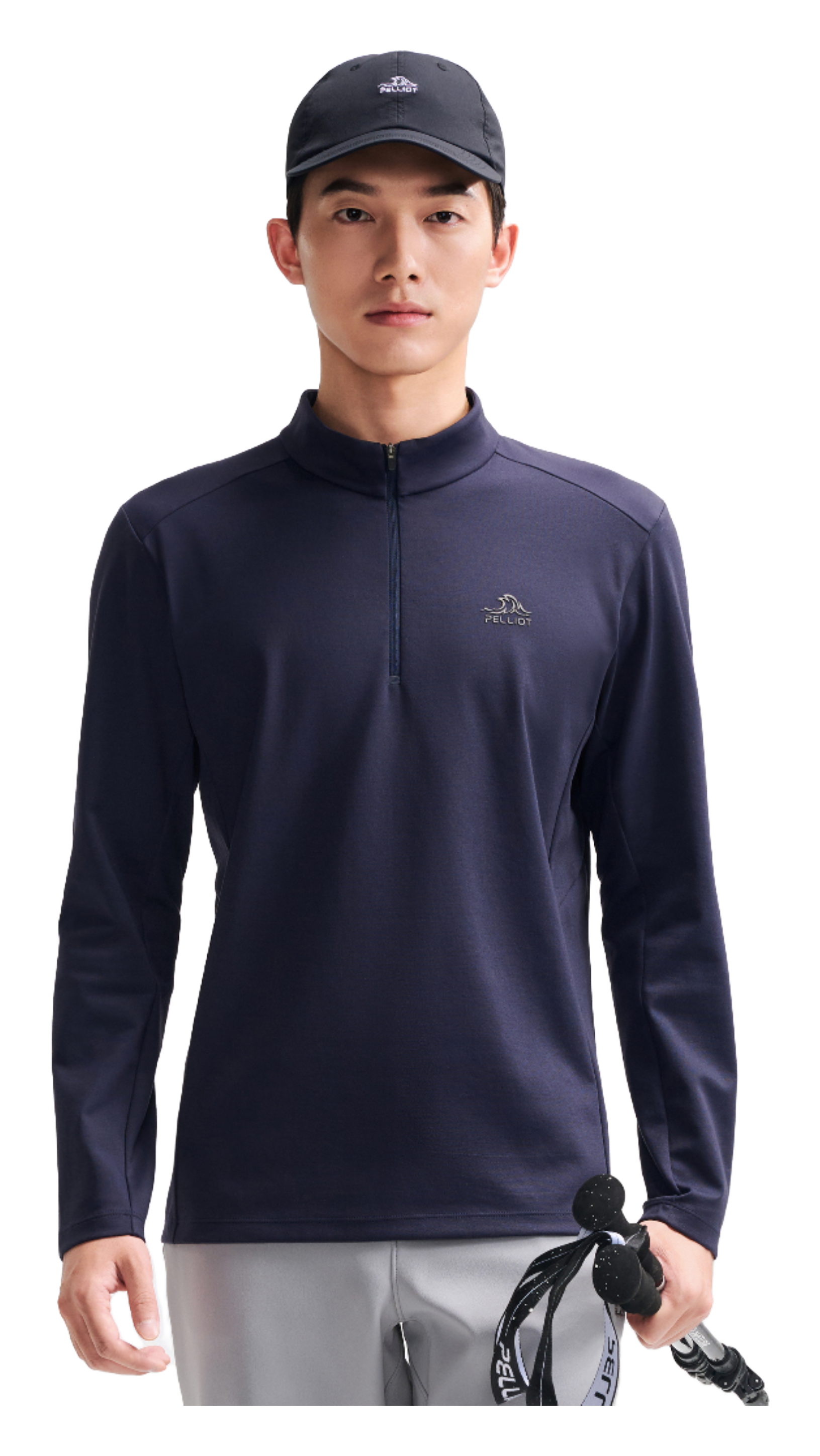 Boxi and PELLIOT outdoor long sleeved Polygiene antibacterial sports elastic top, casual, comfortable, skin friendly, warm, semi high neck sweatshirt, base T-shirt for men  vjsneaker.com