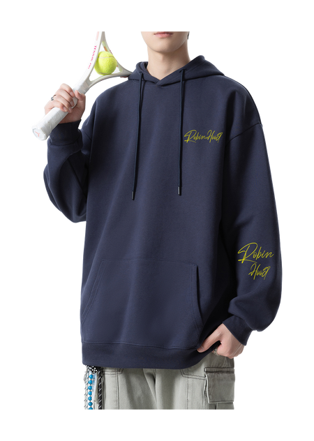 Robin Hood American Hoodie with Velvet Thick Letter Signature Personalized Style Design Feel Loose and Casual Versatile Student Party Lazy Style Hoodie for Women  vjsneaker.com