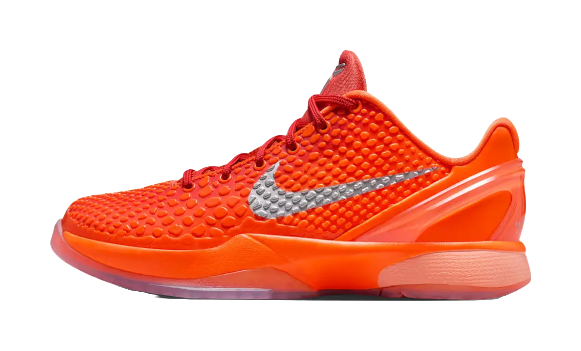 Nike Zoom Kobe 6 Slip Resistant Cushioning Low top Childrens Basketball Shoes Orange/Silver Kids  VJSNEAKER