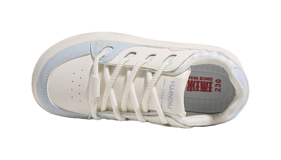 HUANQIU Women's Embroidered Kitten Skateboard Shoes - Sweet & Cute Low-Top Design with Height Increase & Shock Absorption 