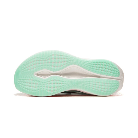 Women's running shoe outsole, textured ice blue rubber with white midfoot