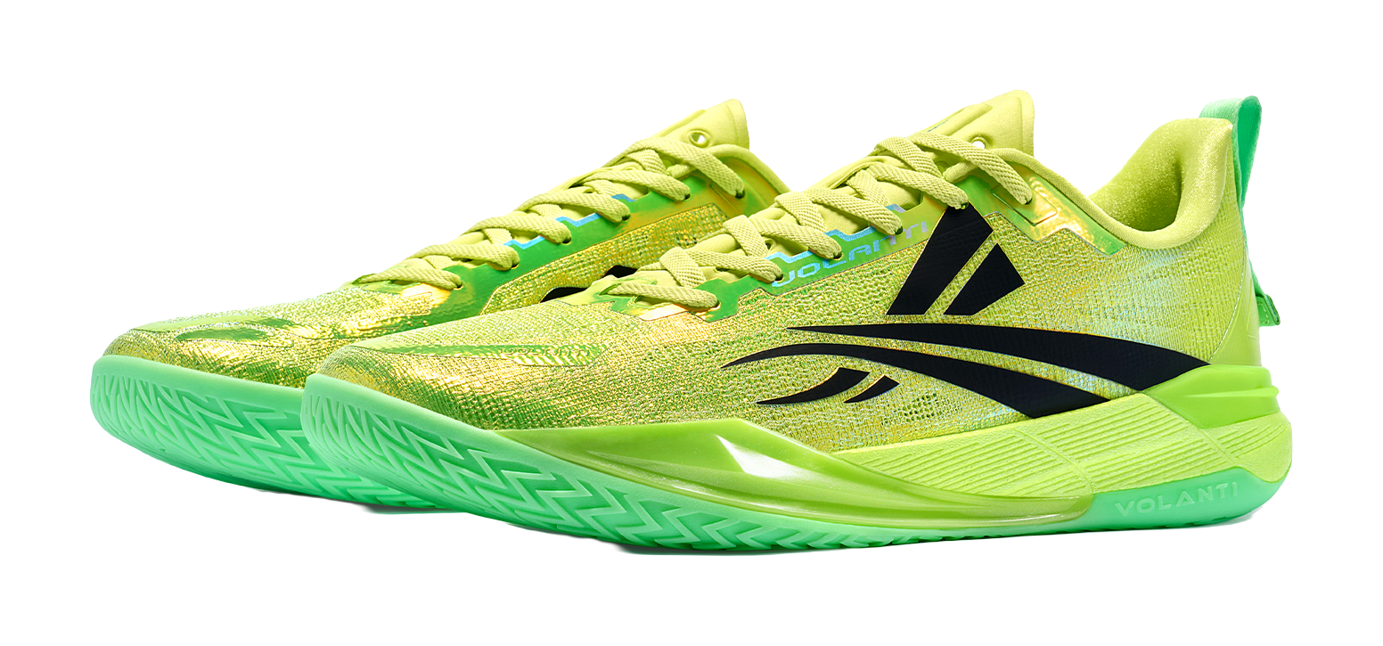Volanti 911 Rocket low-top basketball shoes in bright green with black side logo