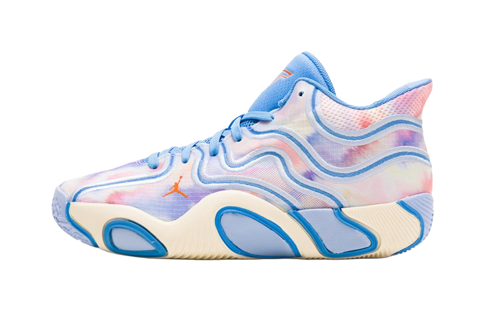 Jordan Tatum 3 Abrasion Resistant Mid top Childrens Basketball Shoes White Blue Teenagers  vjsneaker.com