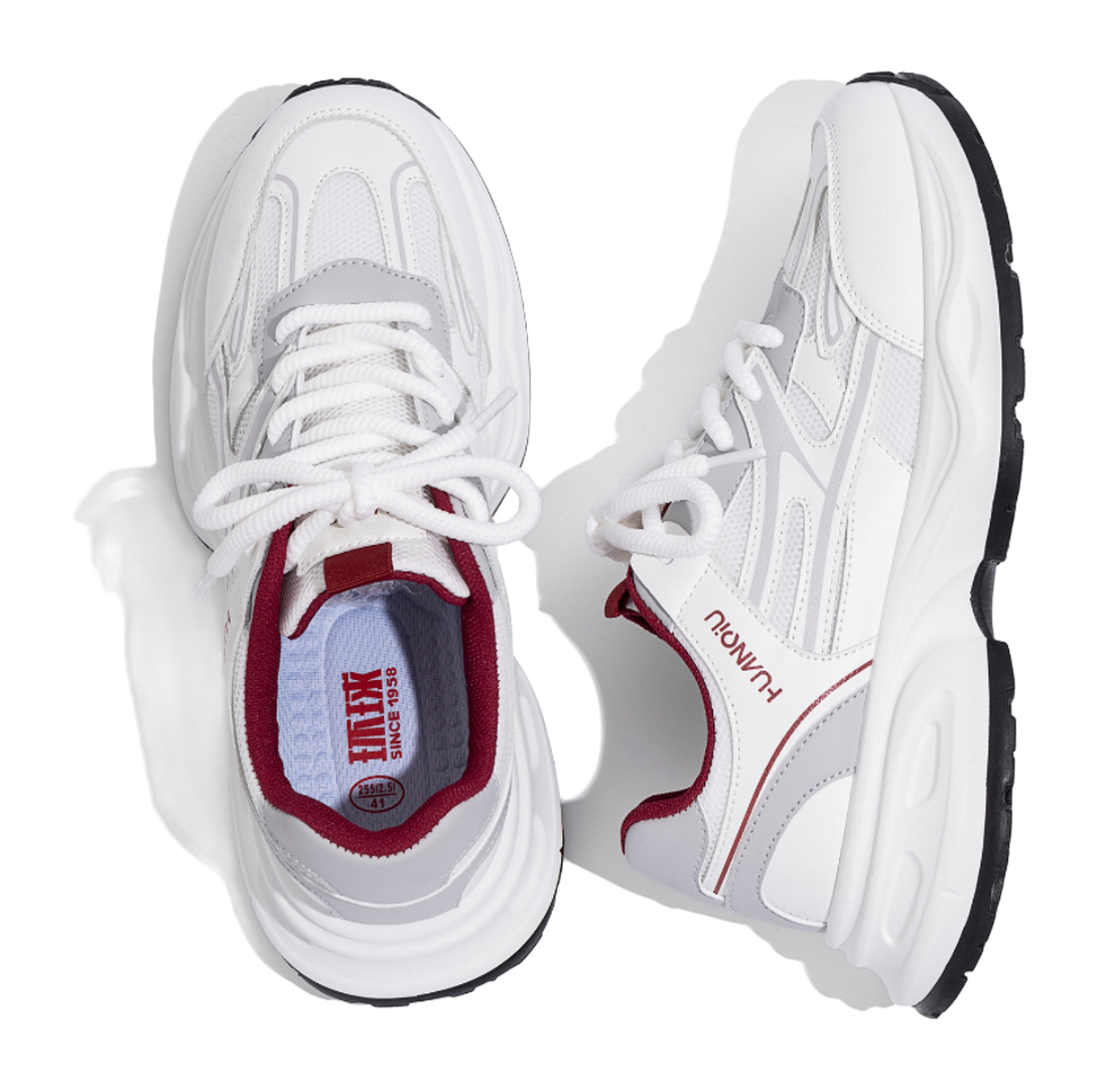 HUANQIU Abrasion Resistant Balance Height Increasing Low Top Chunky Sneakers Men's White Blue 