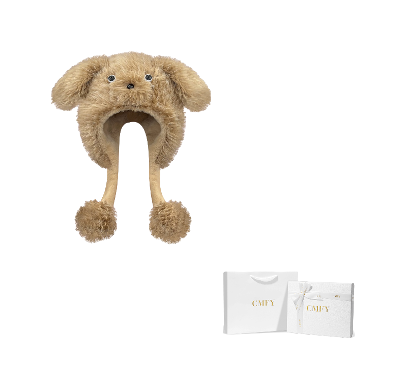 CMFY will move furry little dog ear hat, thick and cute windproof face enhancing little Lei Feng hat, polyester fiber wool hat, unisex couple's style  vjsneaker.com