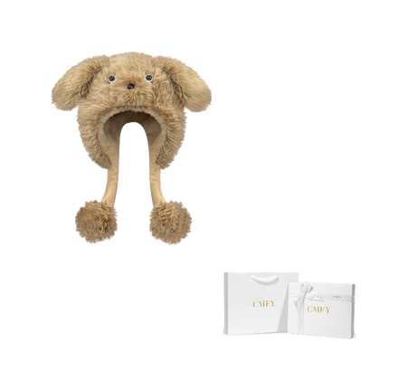 CMFY will move furry little dog ear hat, thick and cute windproof face enhancing little Lei Feng hat, polyester fiber wool hat, unisex couple's style  vjsneaker.com