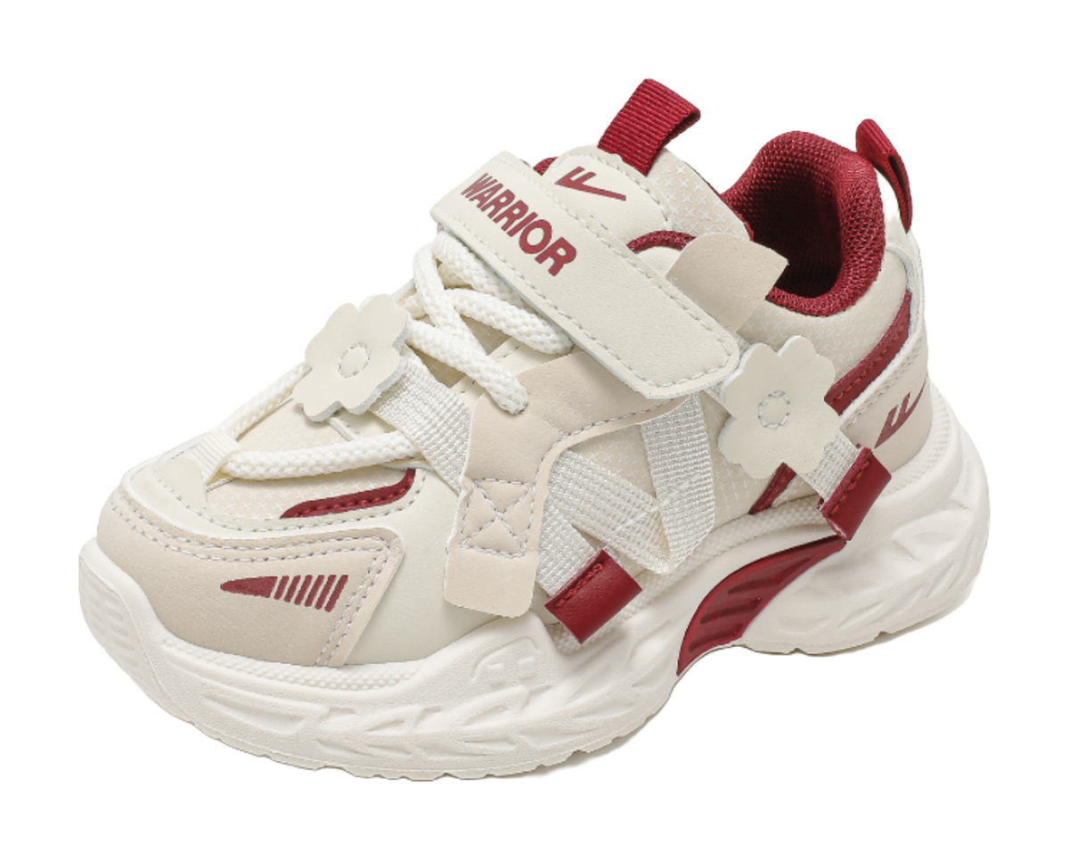 Warrior girls' sports shoes made of synthetic leather, comfortable, versatile, wear-resistant, lightweight, shock-absorbing, low top, girls' casual shoes for children  VJSNEAKER