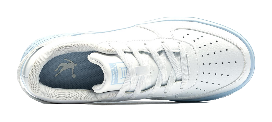 QIAODAN Air Force One Skateboard Shoes Women's Low top White Blue 