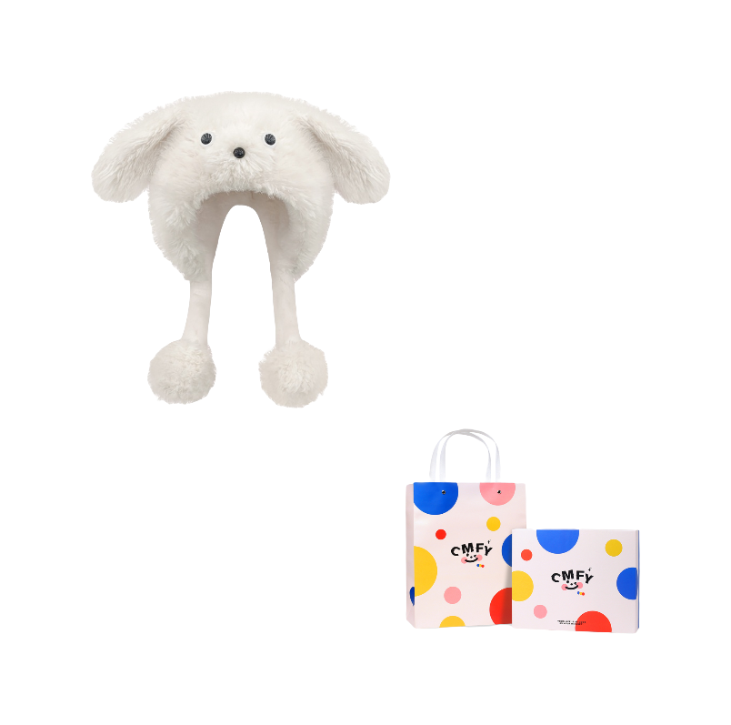 CMFY will move furry little dog ear hat, thick and cute windproof face enhancing little Lei Feng hat, polyester fiber wool hat, unisex couple's style  vjsneaker.com