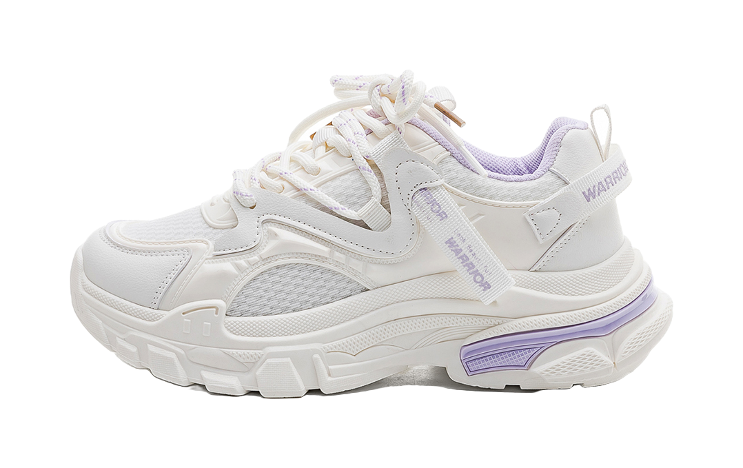 Warrior Cushioned Wear-Resistant Lightweight Slip-Resistant Low-Top Chunky Sneakers Women's Beige Pink 