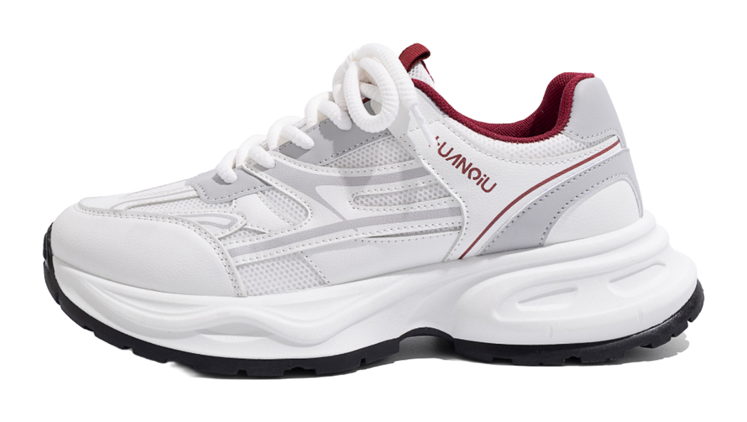 HUANQIU Abrasion Resistant Balance Height Increasing Low Top Chunky Sneakers Men's White Blue 