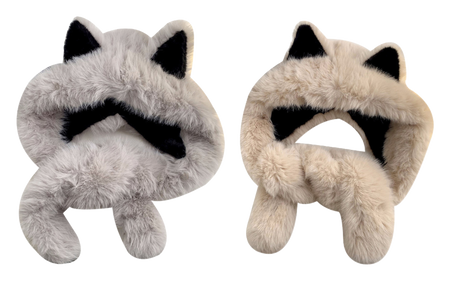 【 Warm Fox 】 IOTS Cute and Cute Fox Ear Two piece Set, Thickened and Warm, Essential for Cooling in Autumn and Winter, Polyester Fiber Woolen Hat for Women  vjsneaker.com