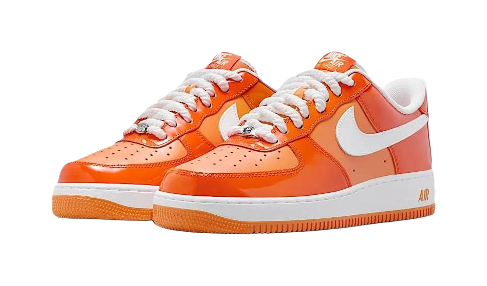 Nike Air Force 1 Low 07 Orange White Patent  vjsneaker.com
