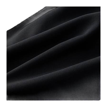 Black down puffer jacket fabric close-up with smooth quilted texture