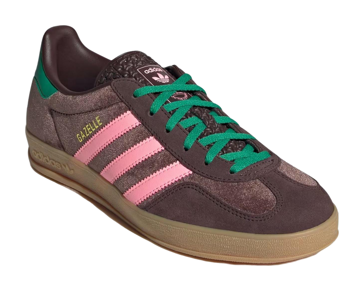 Adidas Wmns Gazelle Indoor Dark Brown Pink Green Velvet Womens  vjsneaker.com